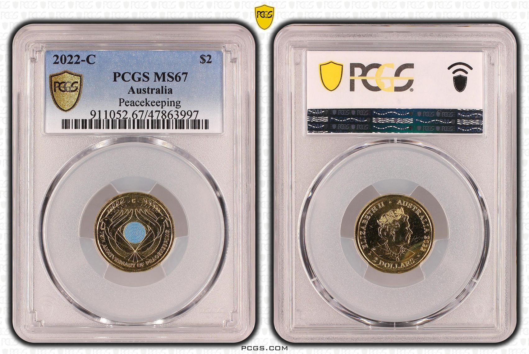 Elizabeth II, Peacekeeping Colorized , Two Dollar, 2022-C, PCGS MS67