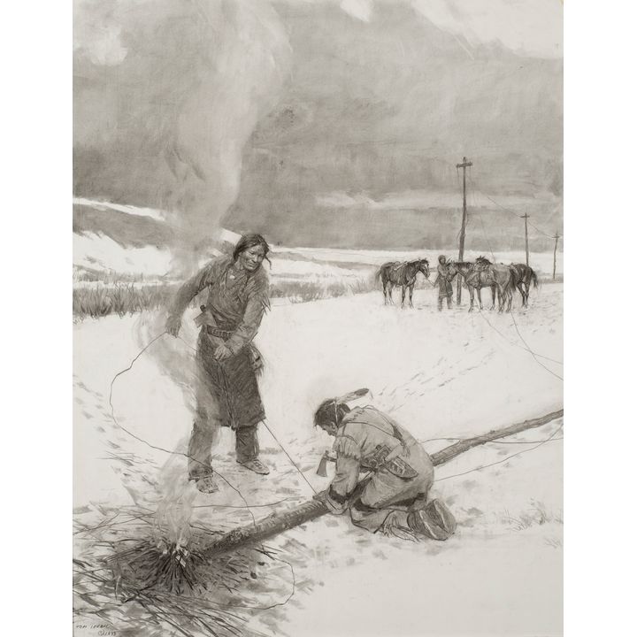 Tom Lovell (1909-1997), Wire Trouble on the Overland Telegraph