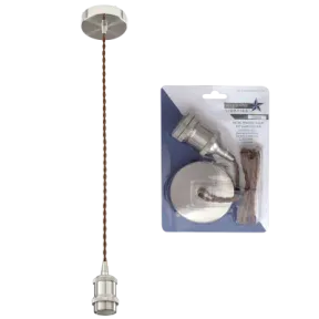 Single Cord Satin Chrome Metal Pendant in Blister Pack |