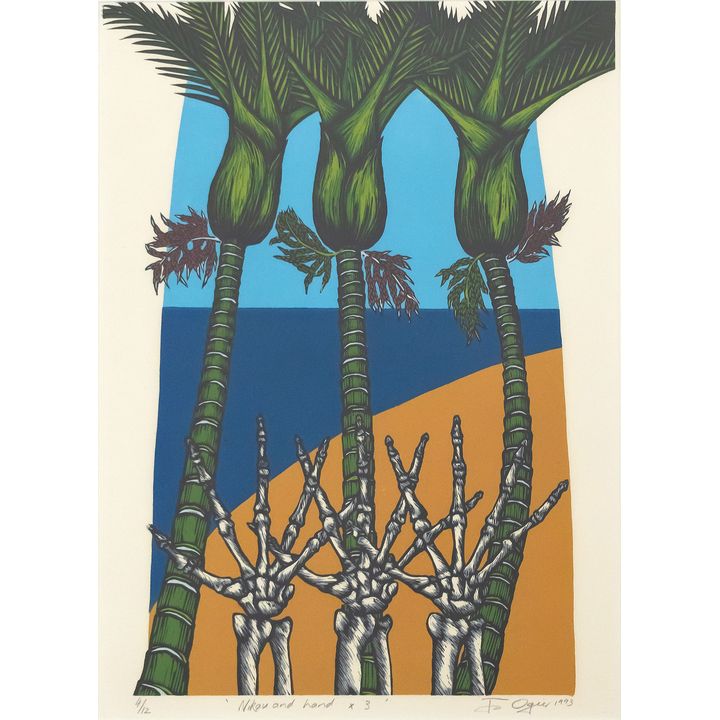 Jo Ogier 'Nikau and hand x 3'