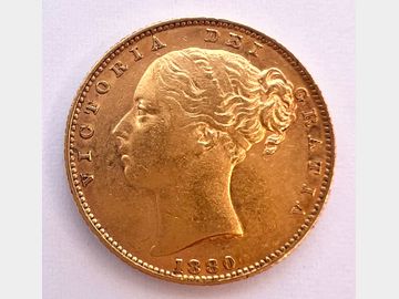 1880 VICTORIA YOUNG HEAD SYDNEY MINT SHIELD GOLD SOVEREIGN