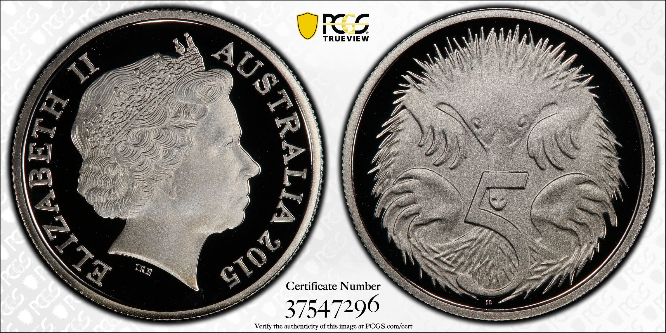 Elizabeth II, Five Cent, 2015, PCGS PR70DCAM