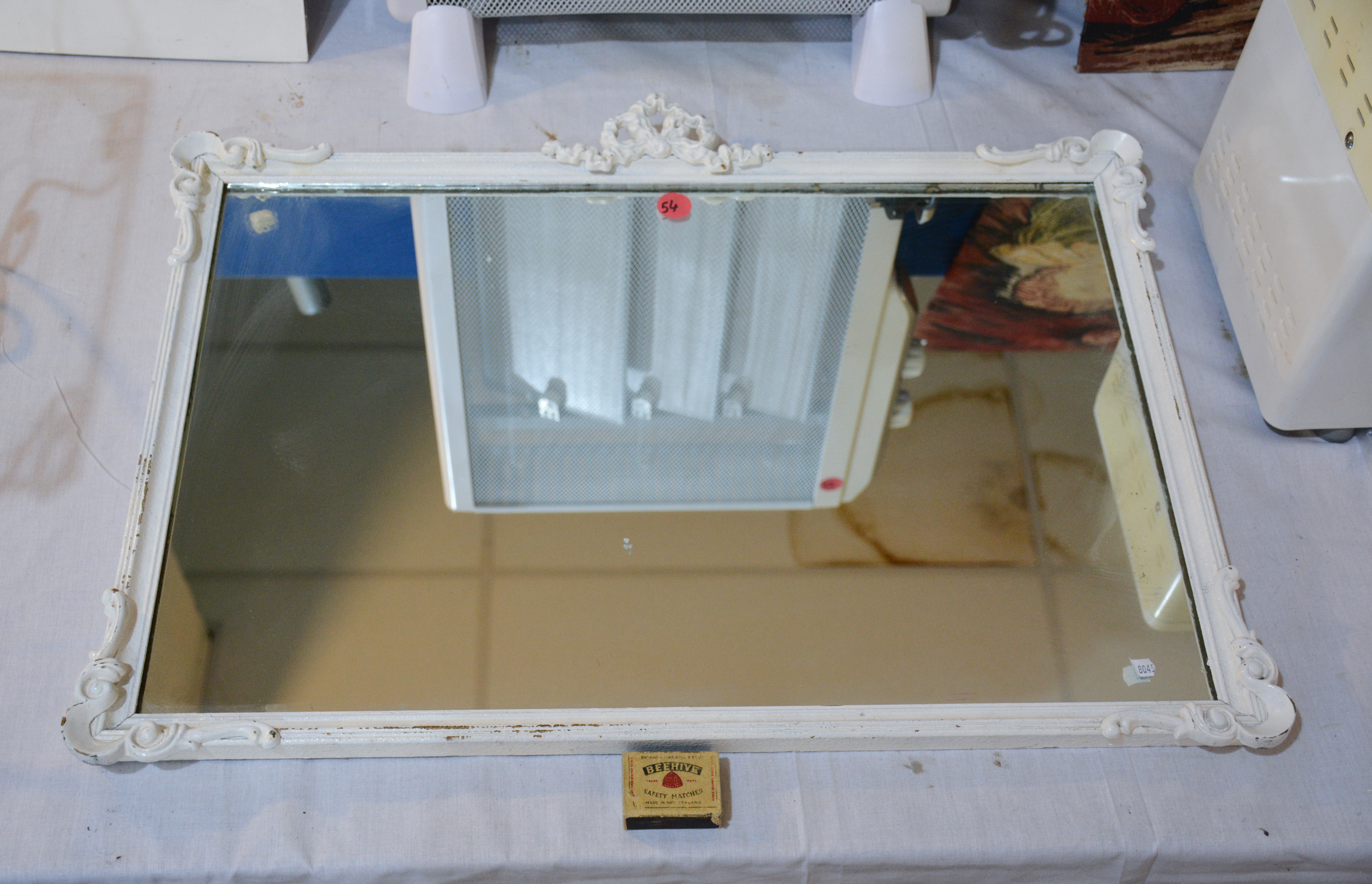 Vintage Mirror with White Metal Frame — NZ auction result