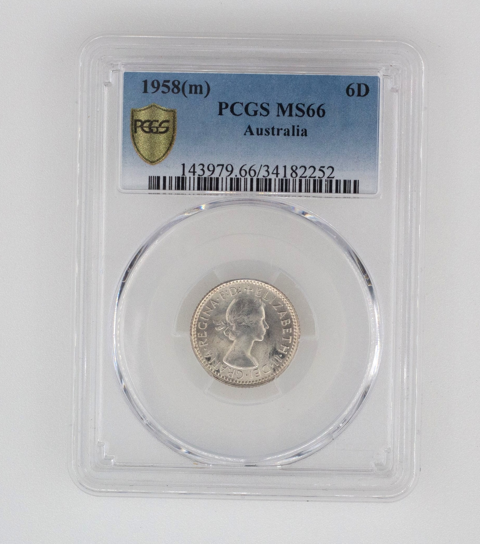 Elizabeth II, Sixpence, MS66 , 1958-M