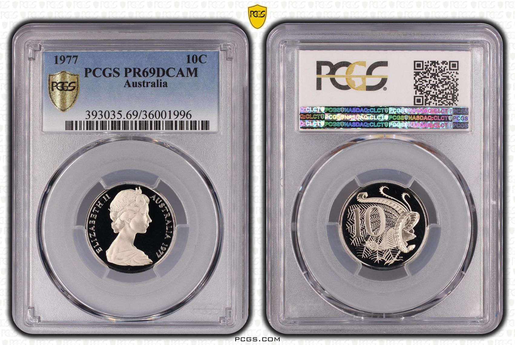 Elizabeth II, Ten Cent, 1977, PCGS PR69DCAM