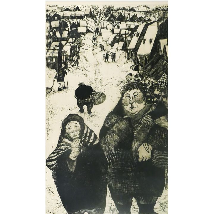 Yuriko Oido ''Winter Slope'' 1982 Artist's Proof Copper Engraving