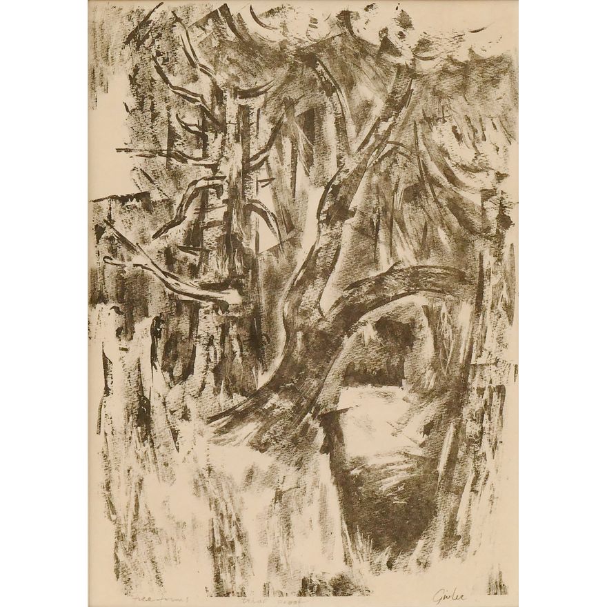 William Givler ''Tree Forms'' Trial Proof Lithograph Matted 22''x17''