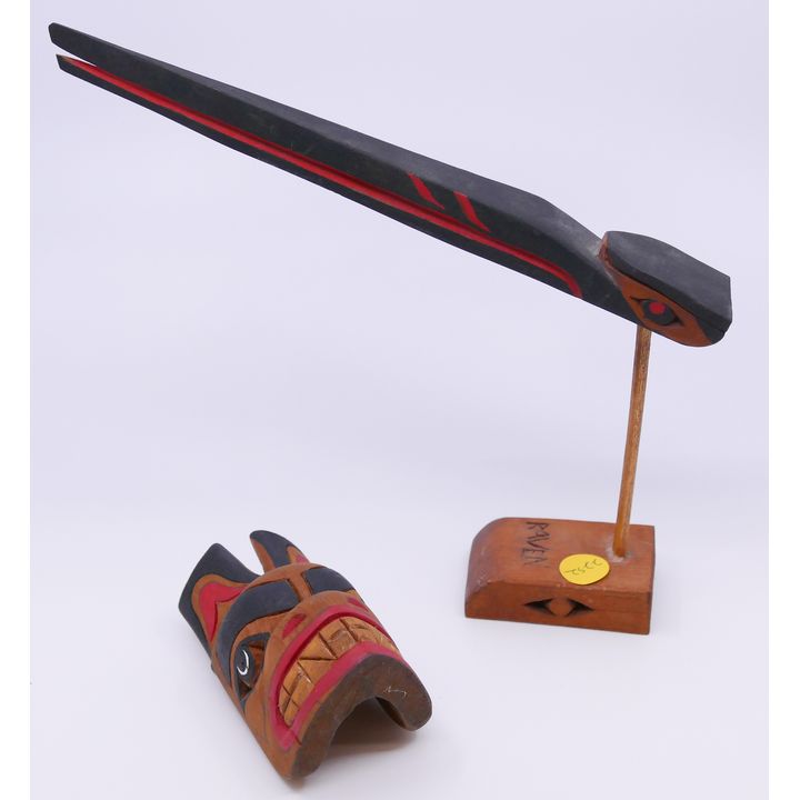 2pc NW Coast Cedar Mini Mask & Raven Model- 4-10''
