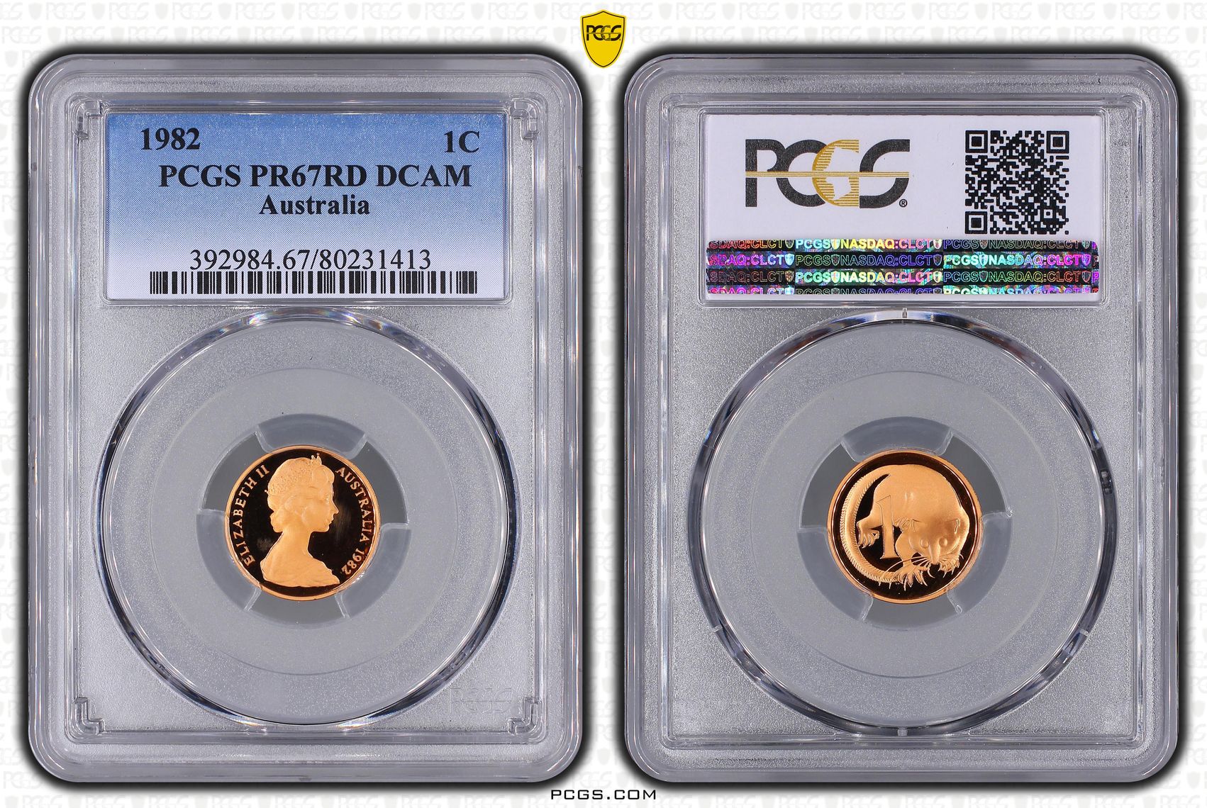 Elizabeth II, One Cent, 1982, PCGS PR67DCAM