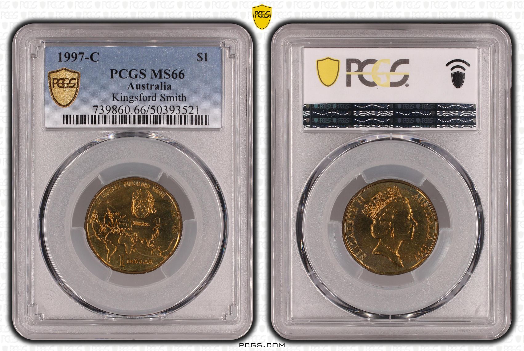 381 · Elizabeth II, Kingsford Smith , One Dollar, 1997-C, PCGS MS66