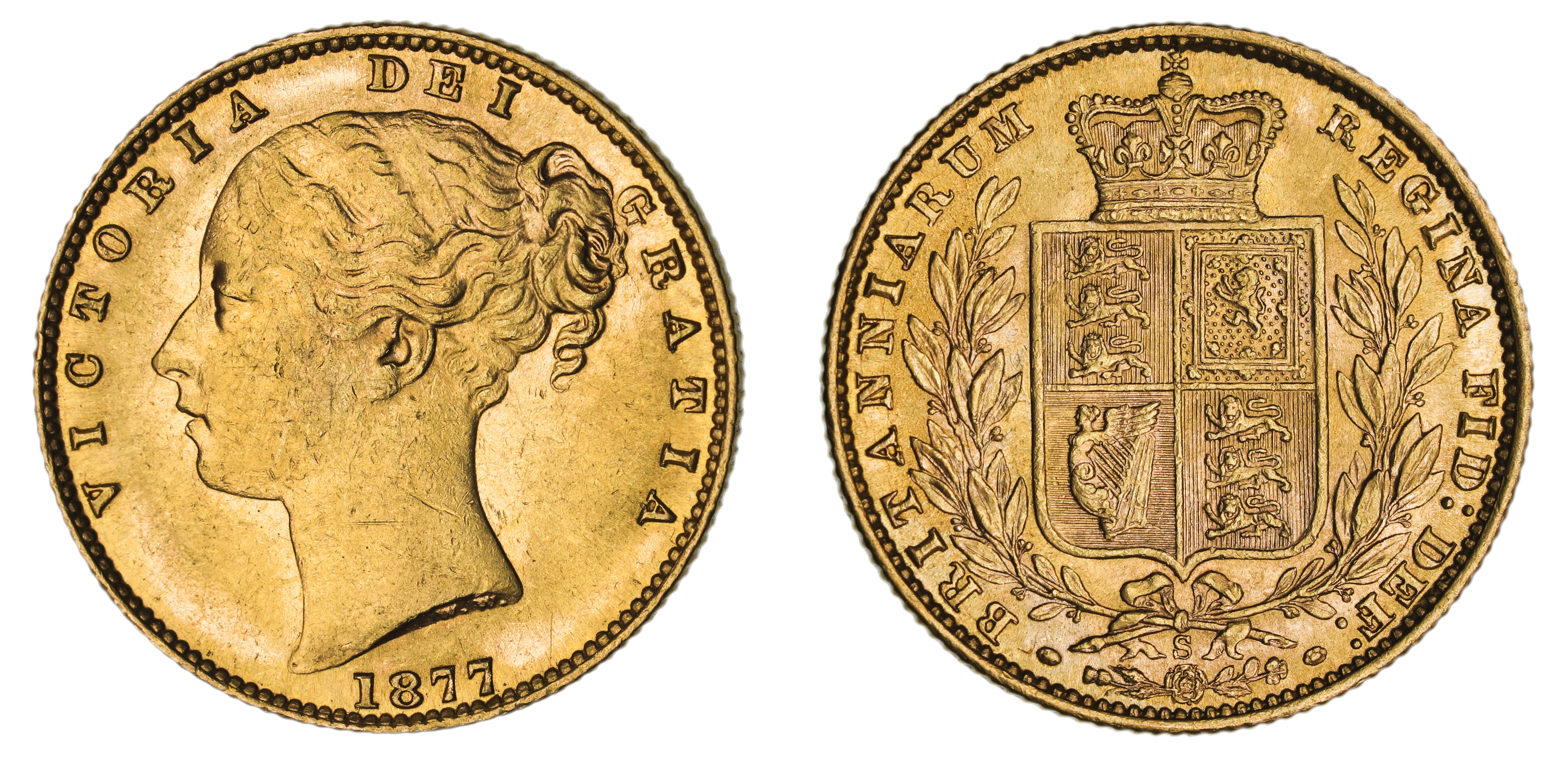 Victoria, Shield Reverse - Sydney Mint - Young, Sovereign, 1877, EF