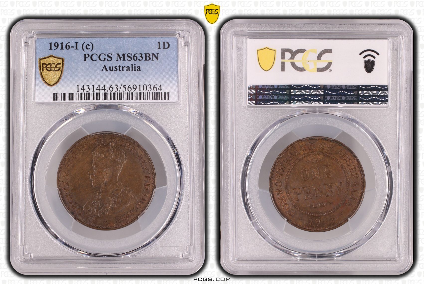 Penny, 1916-I, Pcgs Ms63bn