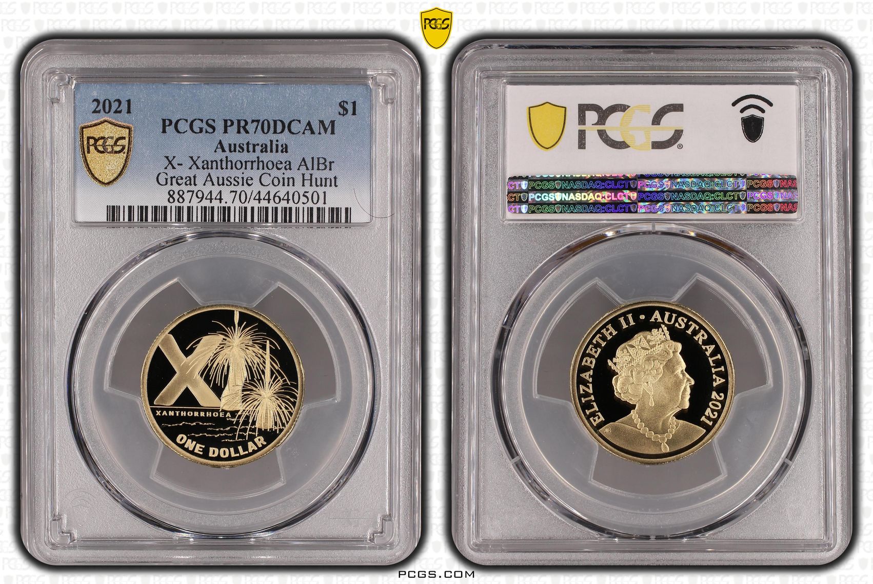 X- Xanthorrhoea AlBr, One Dollar, 2021, PCGS PR70DCAM