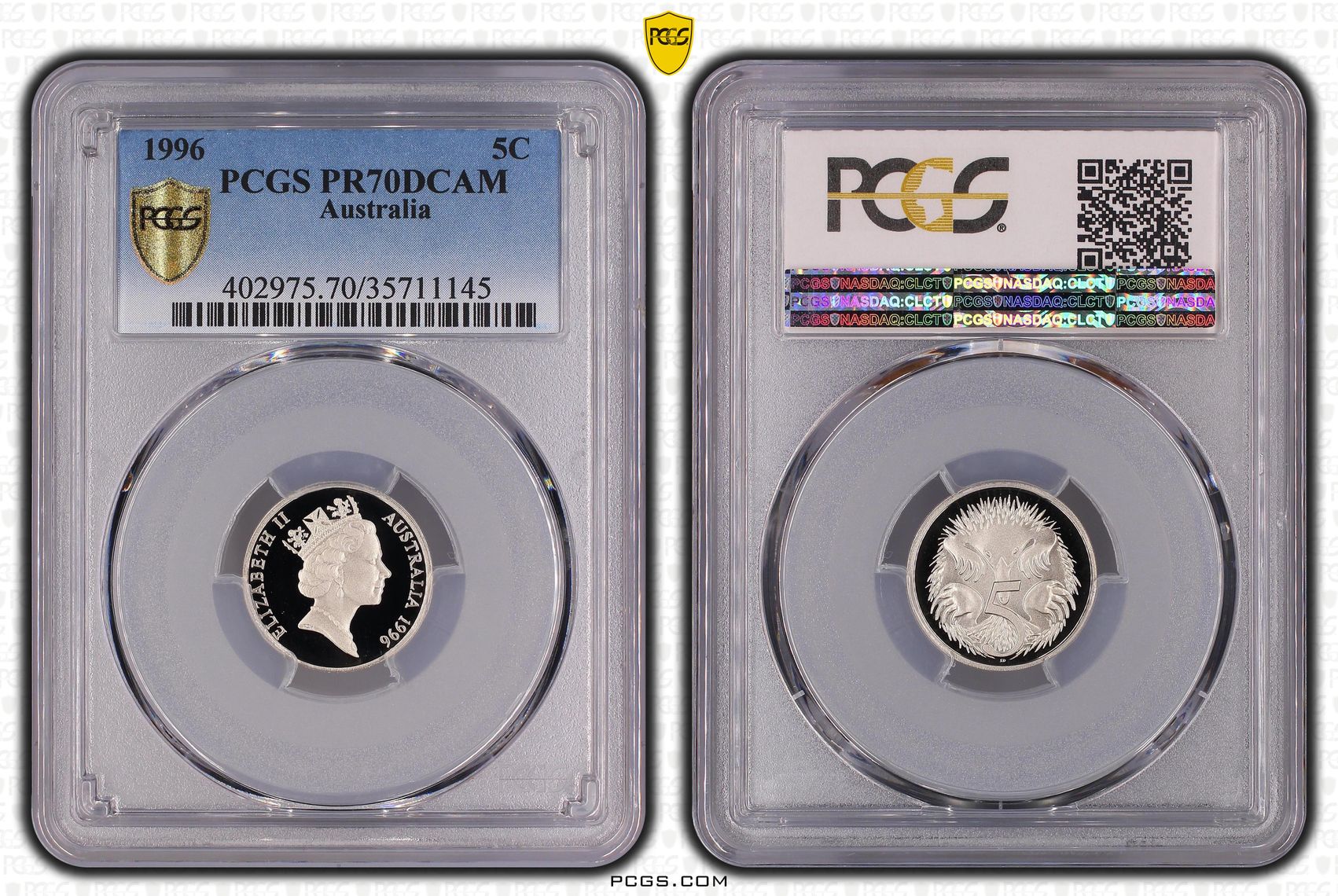 Elizabeth II, Five Cent, 1996, PCGS PR70DCAM