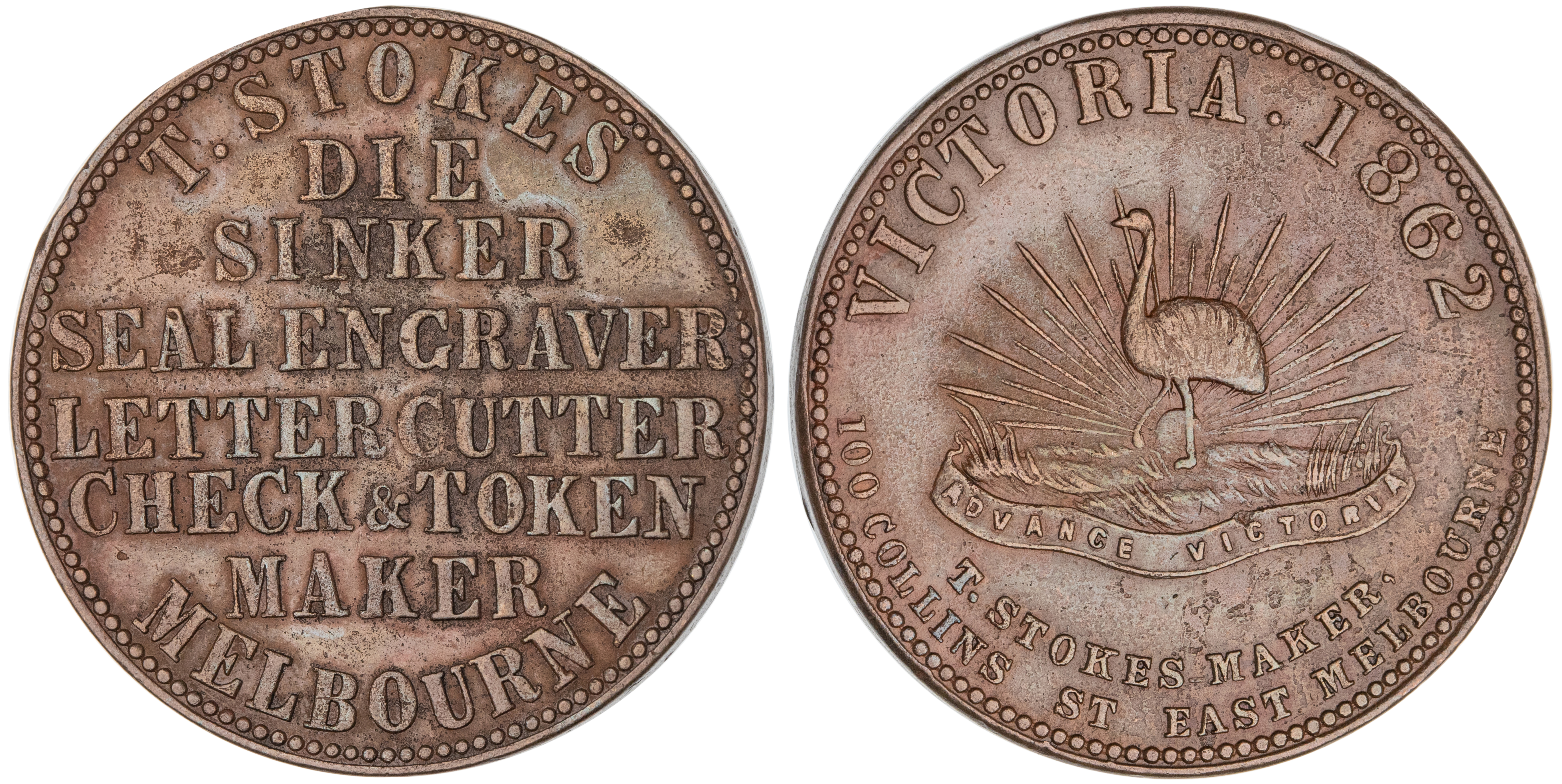 Melbourne, Victoria, Thomas Stokes, Penny, 1862, aVF