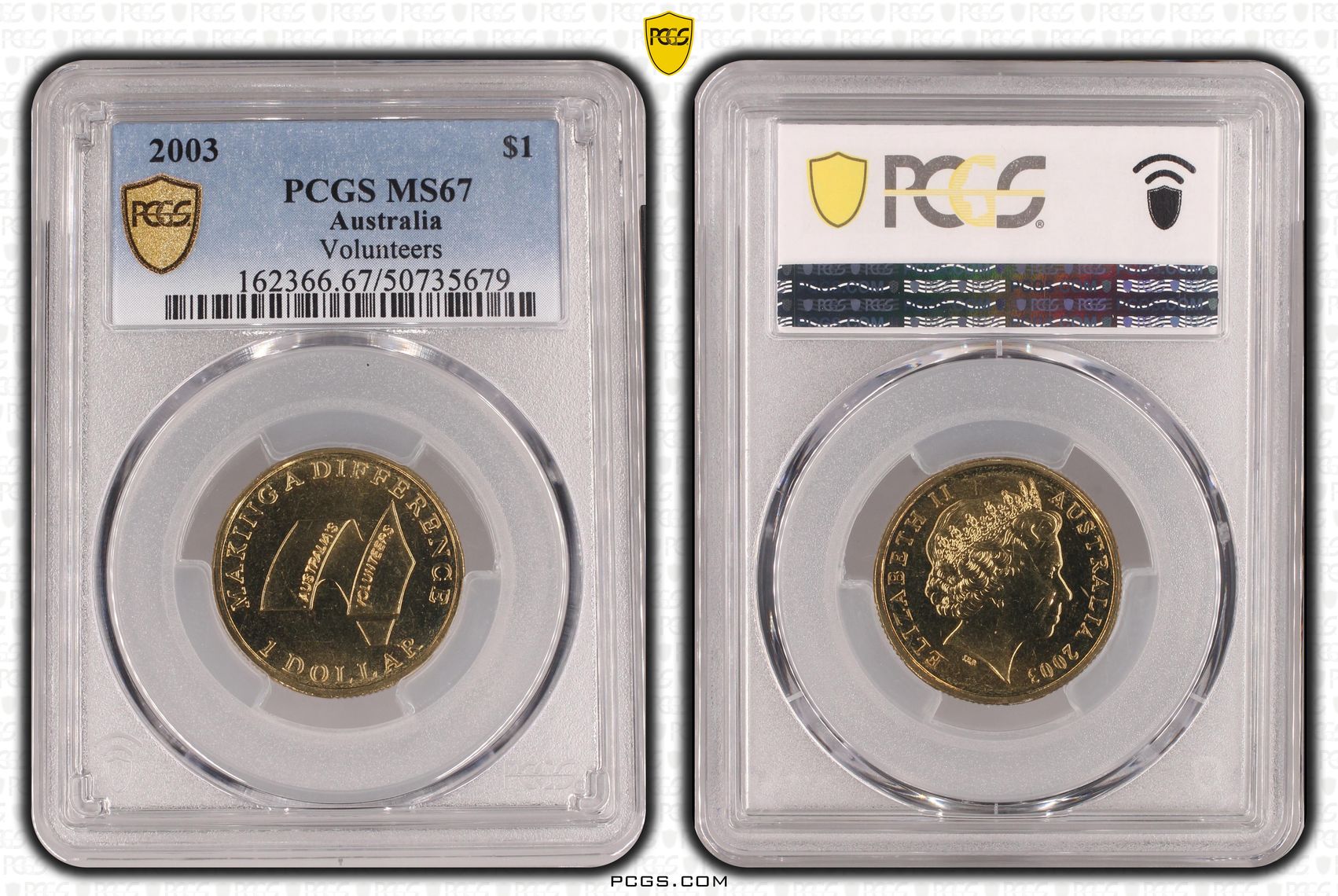 Volunteers , One Dollar, 2003, PCGS MS67