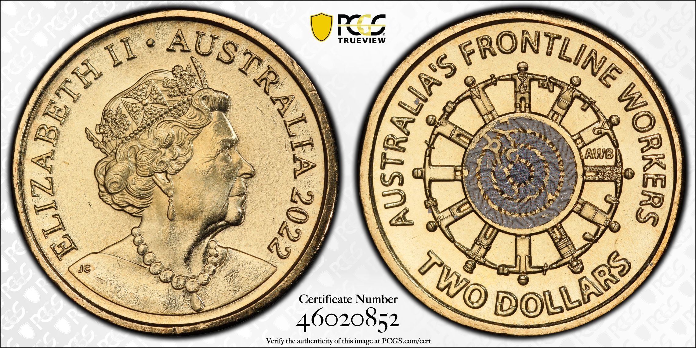 Frontline Workers Colorized, Two Dollar, 2022, PCGS MS66