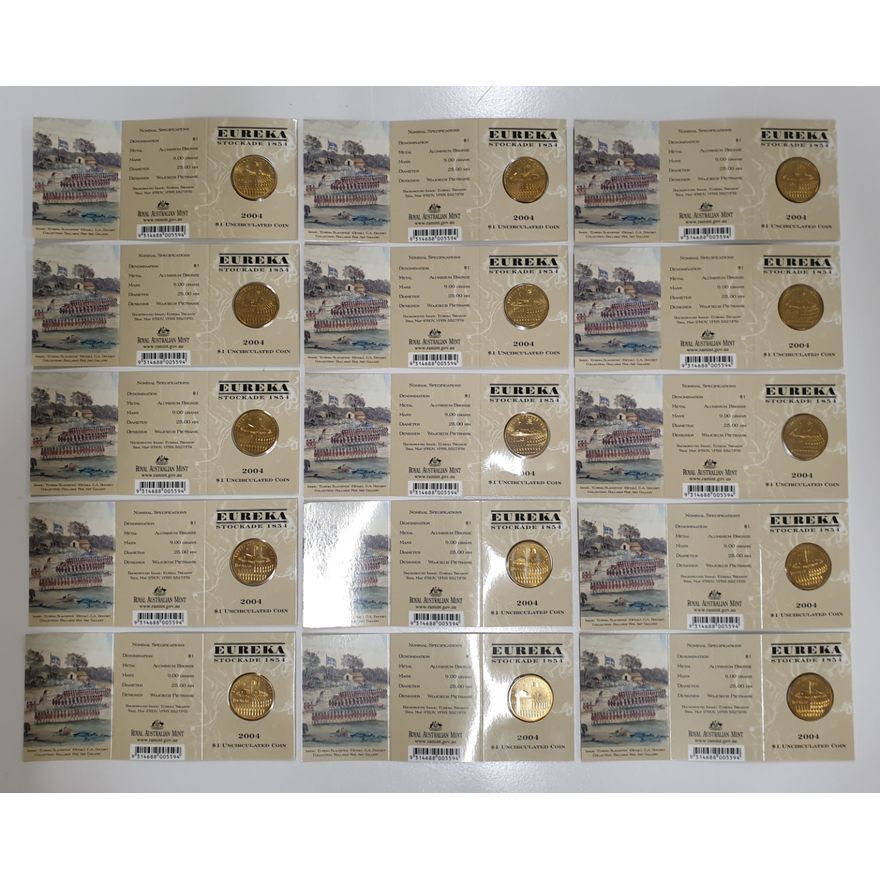 Eureka Stockade Carded Coins (x15) - 'E' MM