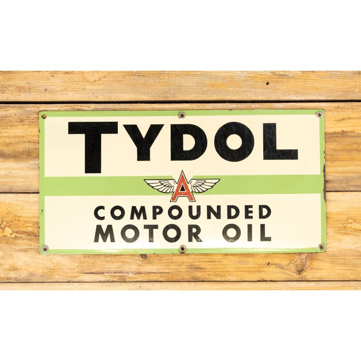 Tydol Flying A Compounded Motor Oil Single Sided Porcelain Sign TAC 8