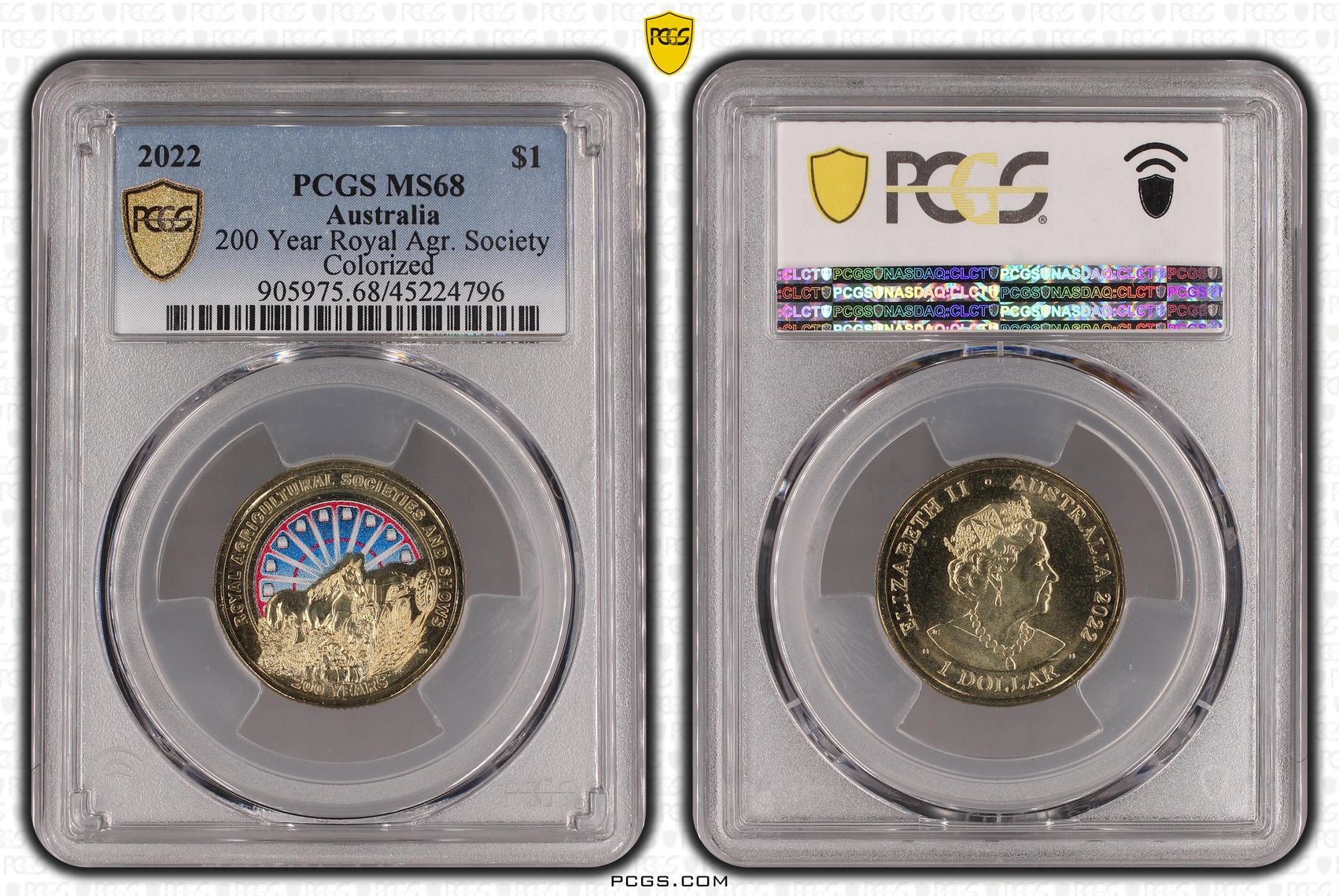 200 Year Royal Agr. Society , One Dollar, 2022, PCGS MS68