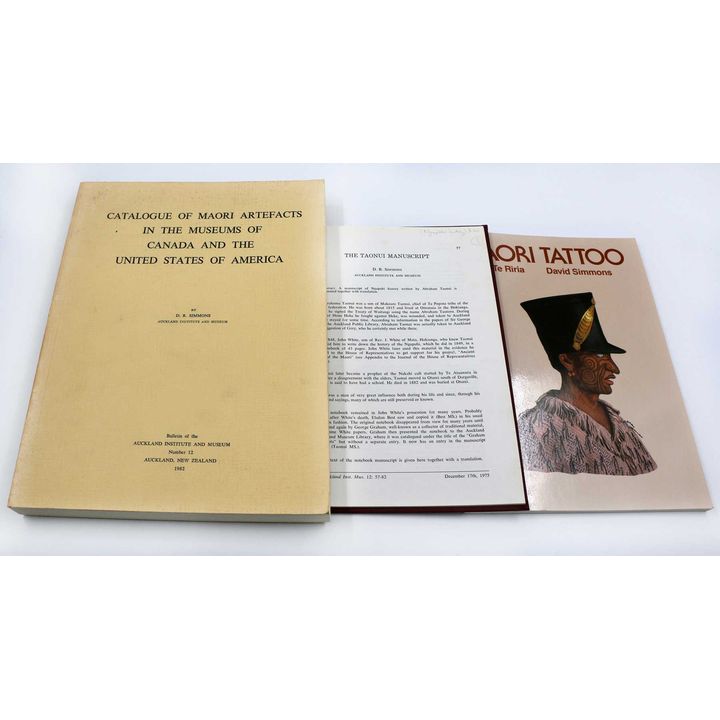 SIMMONS, D.R.   [4 titles by] - Catalogue of Maori artifacts in the Museums of Canada and the United States of America