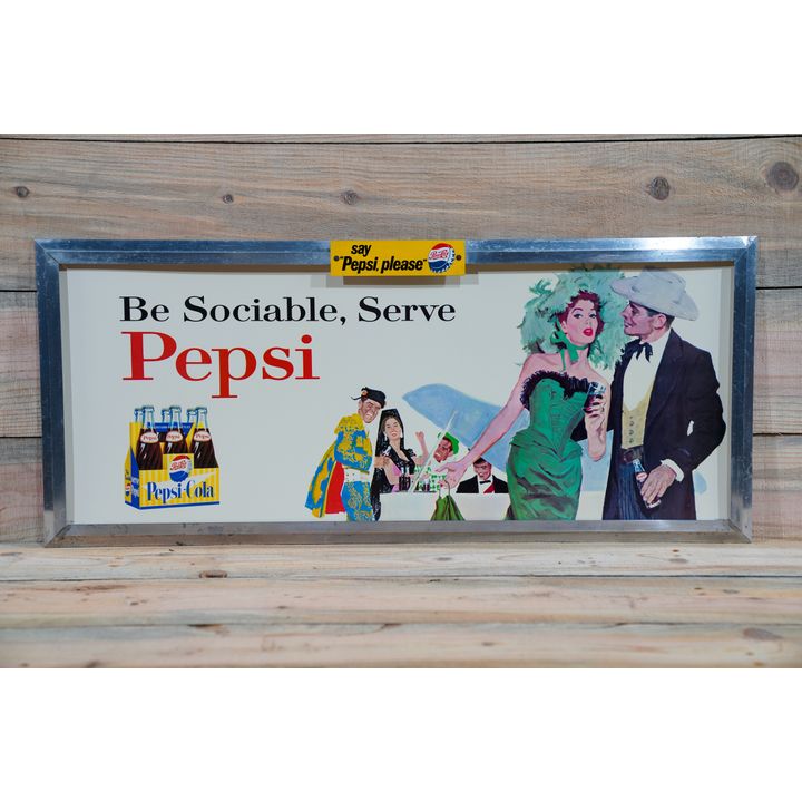 "Be Sociable, Serve a Pepsi Cola" Trolley Sign TAC 9+