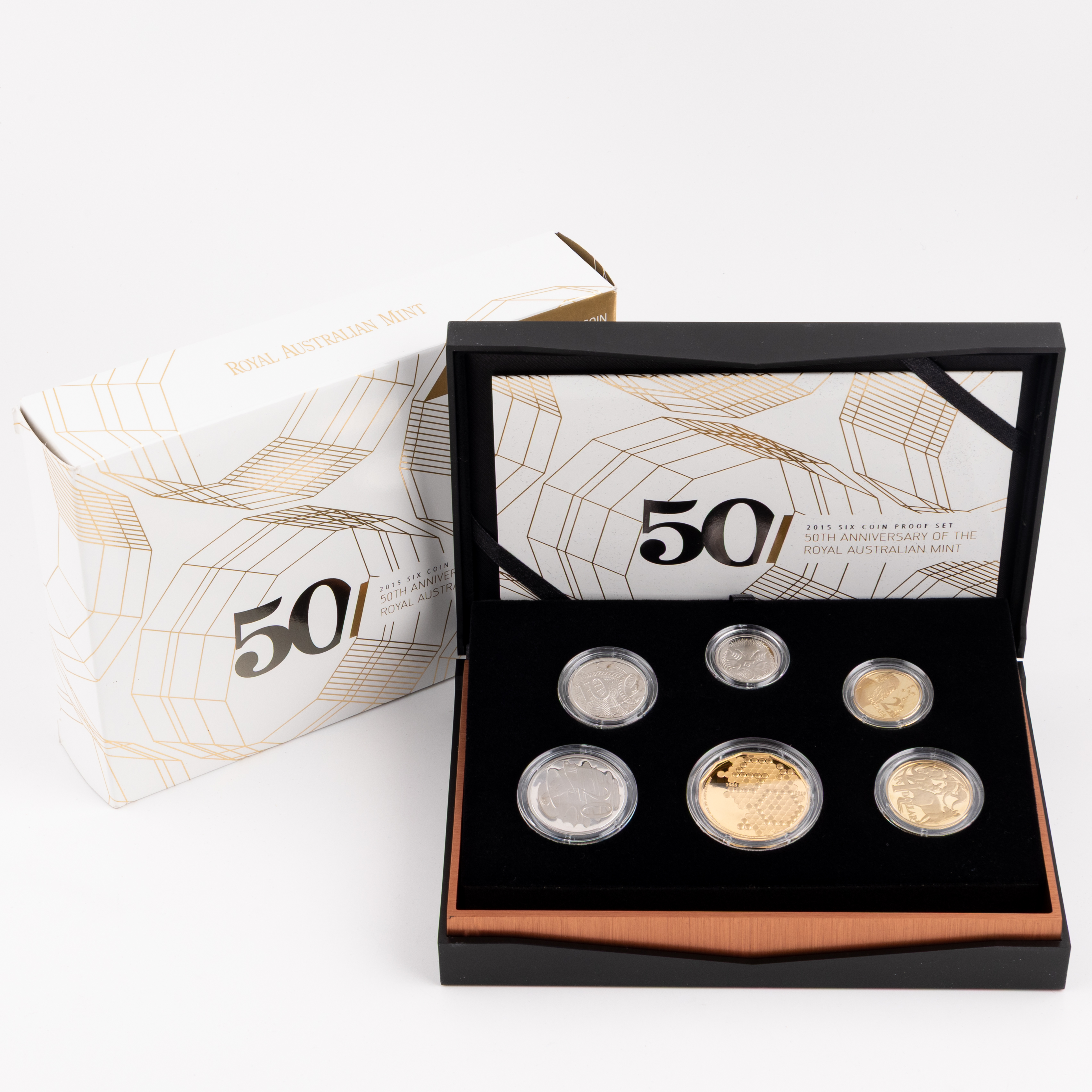 Elizabeth II, 50th Anniversary of the Royal Australian Mint, Five Cents - Two Dollars, 2015, FDC