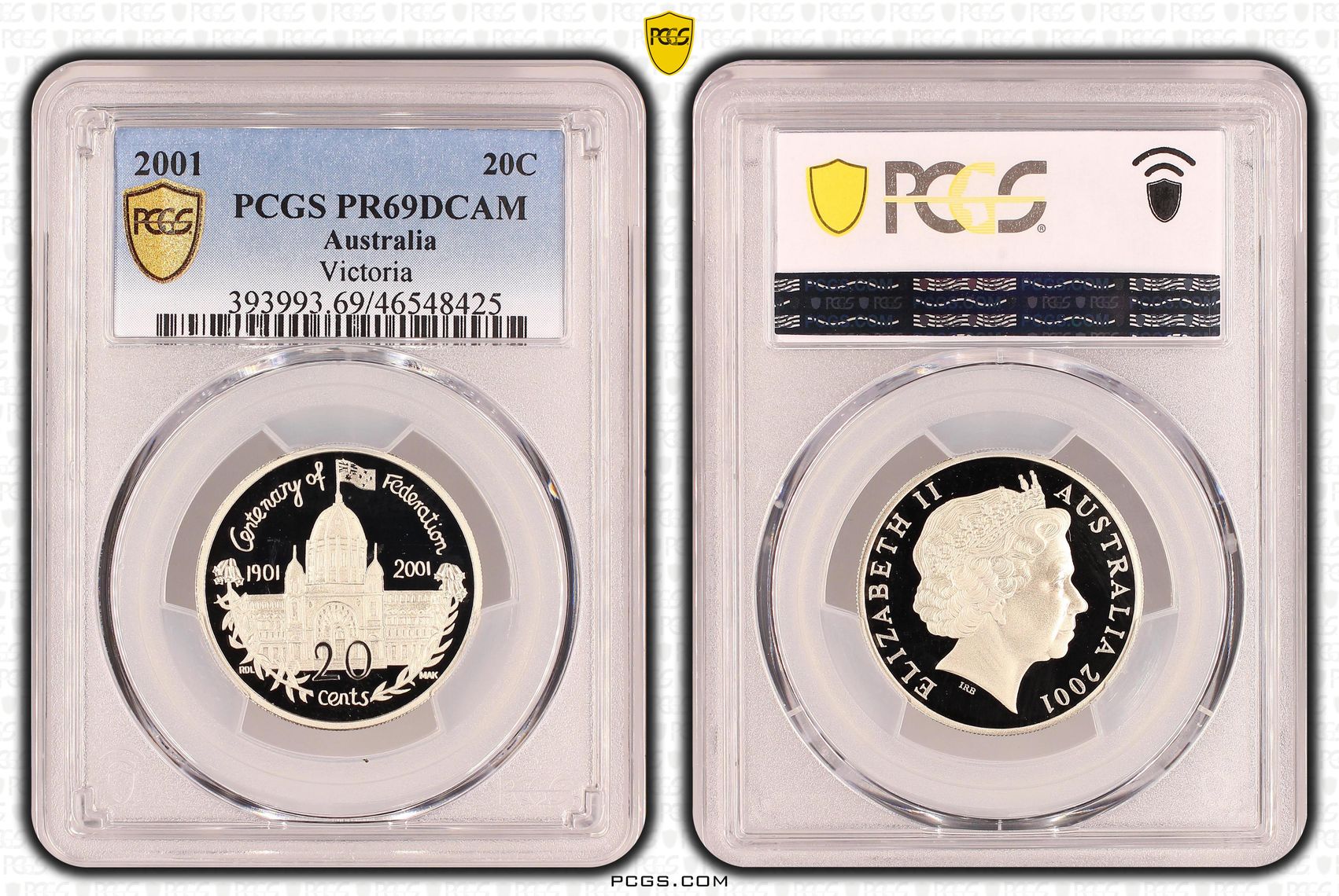 Elizabeth II, Victoria , Twenty Cent, 2001, PCGS PR69DCAM