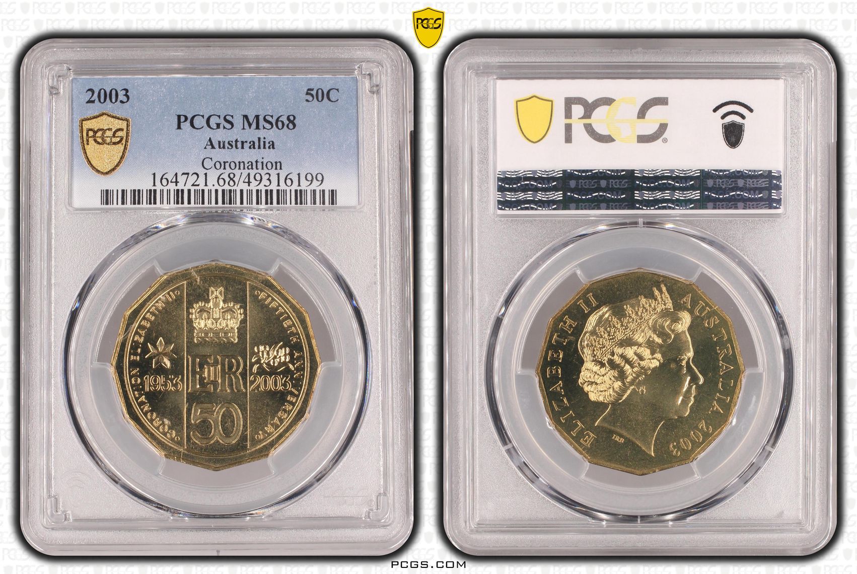 Elizabeth II, Coronation , Fifty Cent, 2003, PCGS MS68