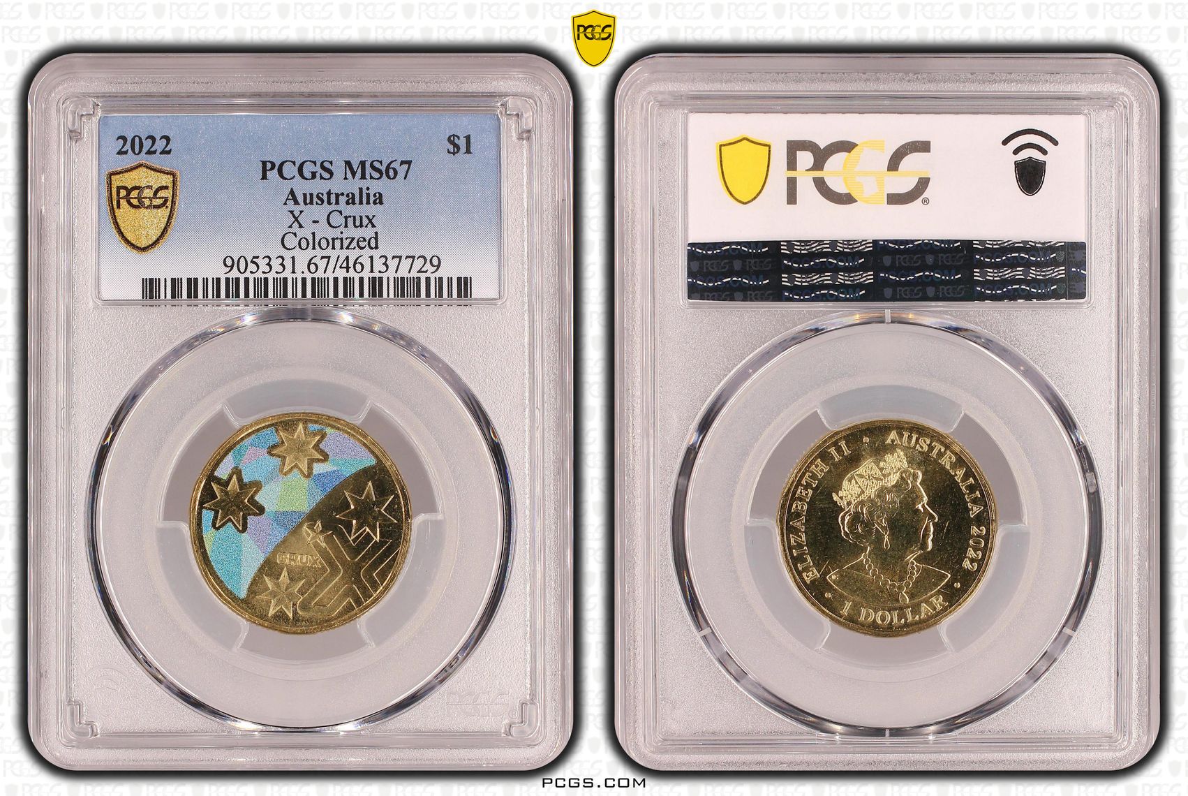X - Crux, Colourised, One Dollar, 2022, PCGS MS67