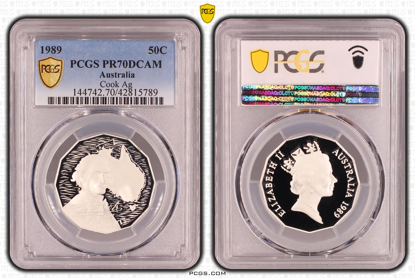 Elizabeth II, Silver, Cook, Fifty Cent, PR70DCAM , 1989 PCGS POP - 31/0