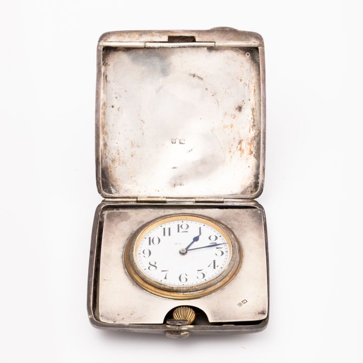 Folding Travel Clock in Silver Case, C.1800s, Fine