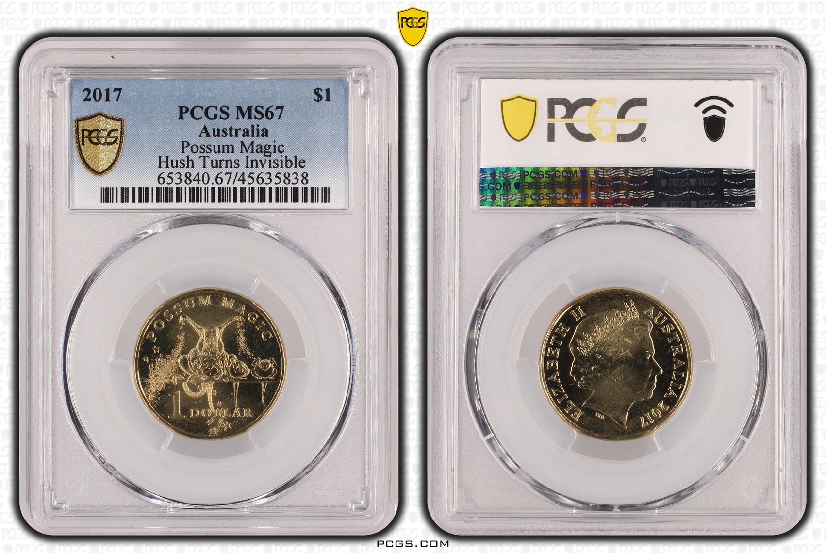 Possum Magic - Hush Turns Invisible , One Dollar, 2017, PCGS MS67