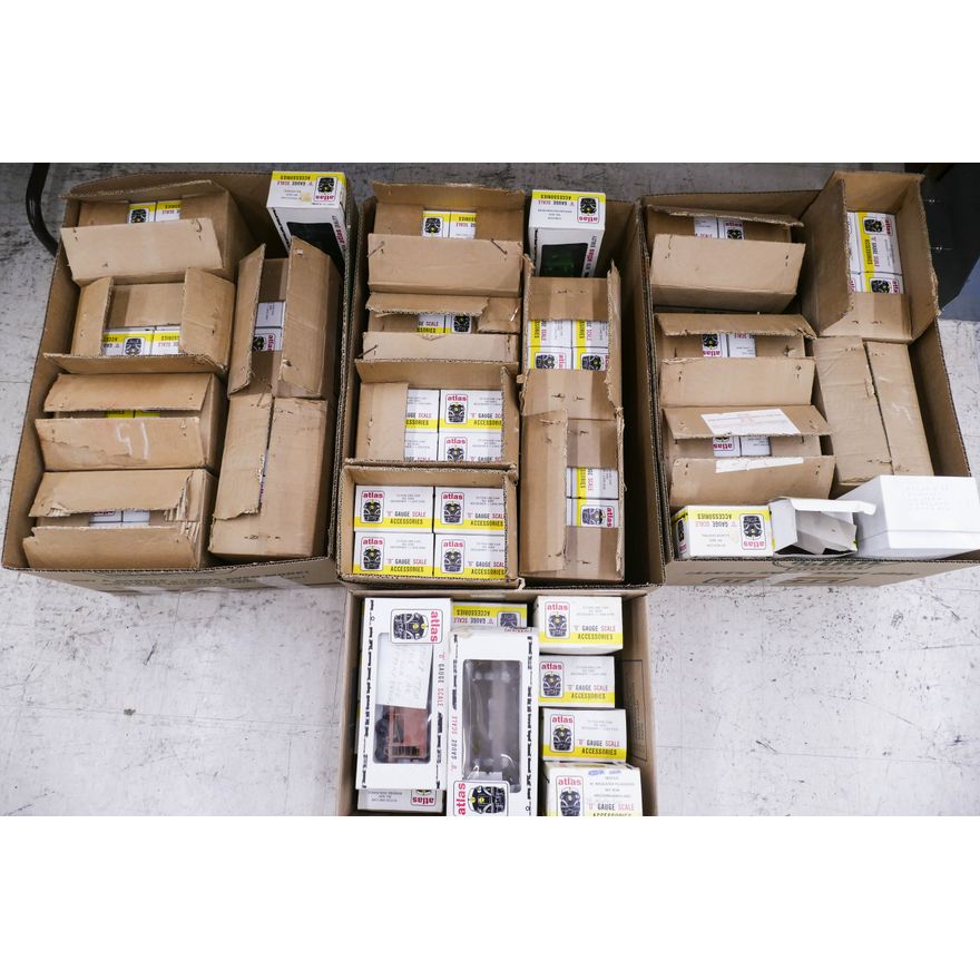 80pc + Atlas O Gauge Train Cars- mint in boxes