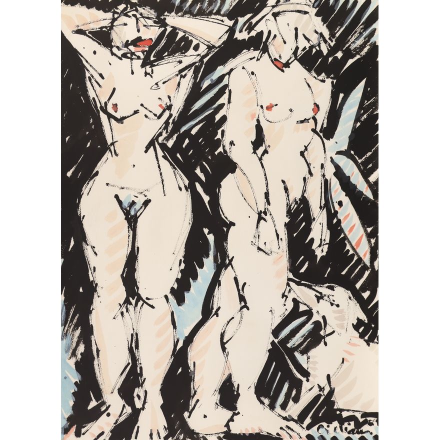 Ed Gilliam ''Two Nudes'' Watercolor
