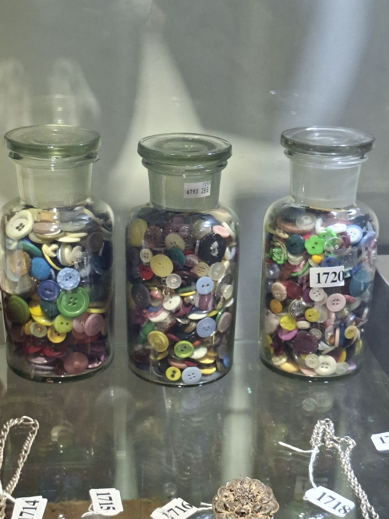 Vintage Buttons In Jars