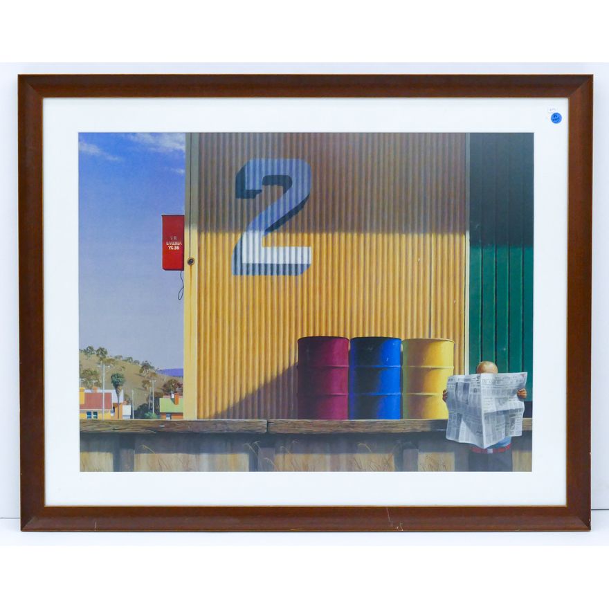 Jeffrey Smart ''Morning Yarragon Siding'' Art Print Framed 31'' x 38.5''