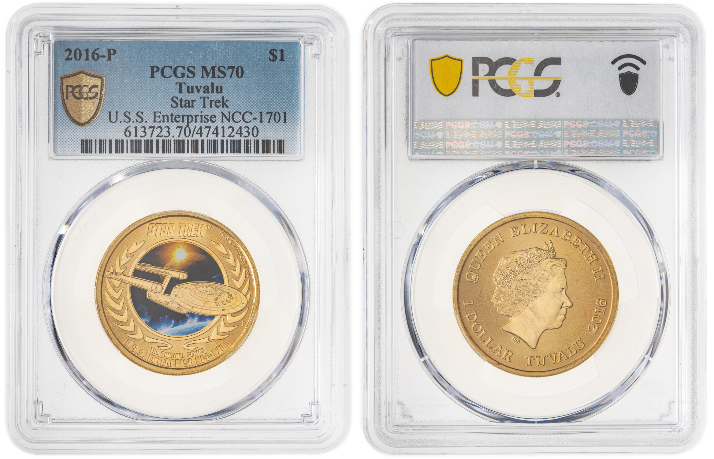 Elizabeth II, Star Trek, One Dollar, 2016-P, PCGS MS70