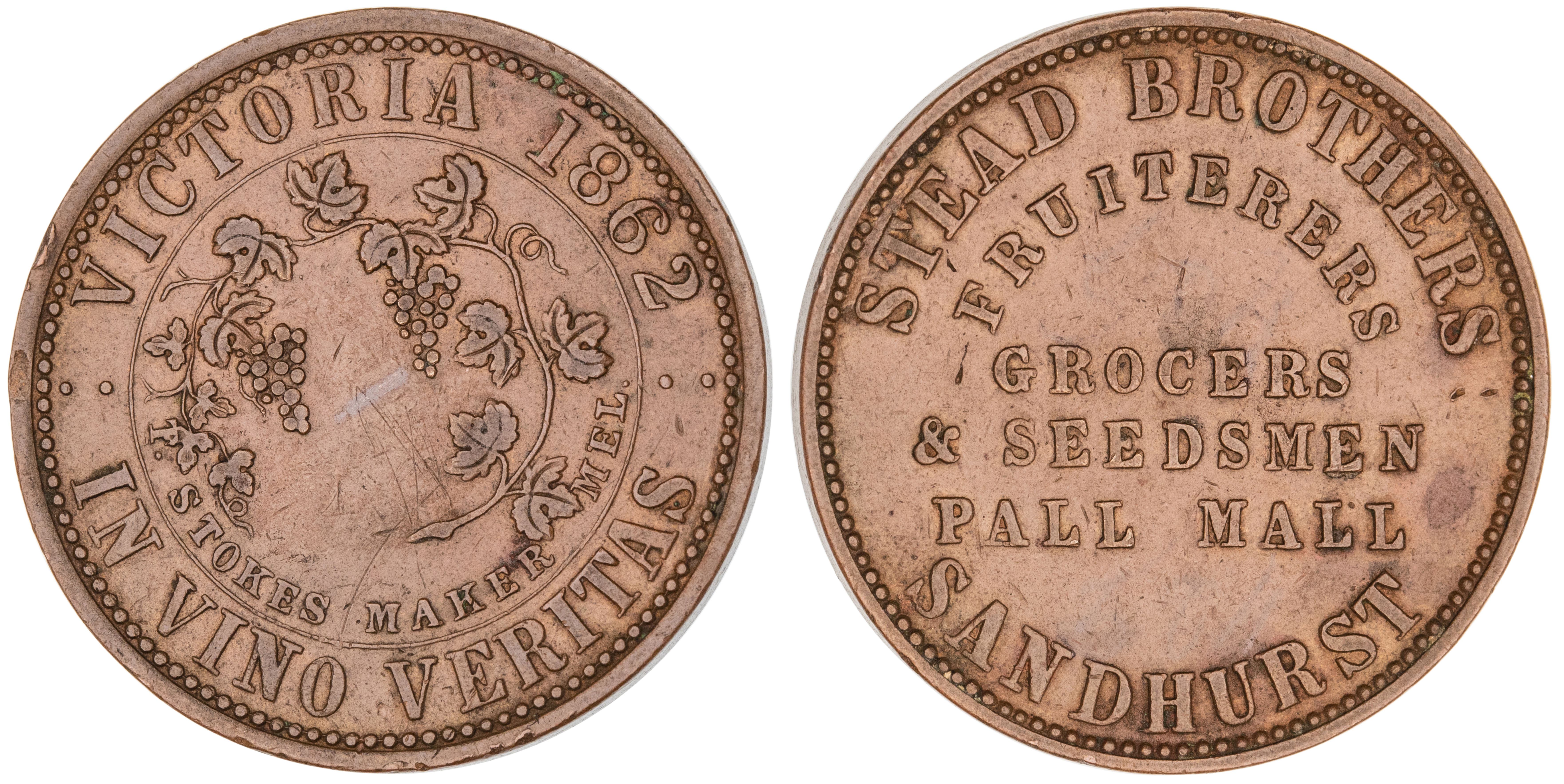 Sandhurst, Victoria, Stead Brothers, Penny, 1862, gVF