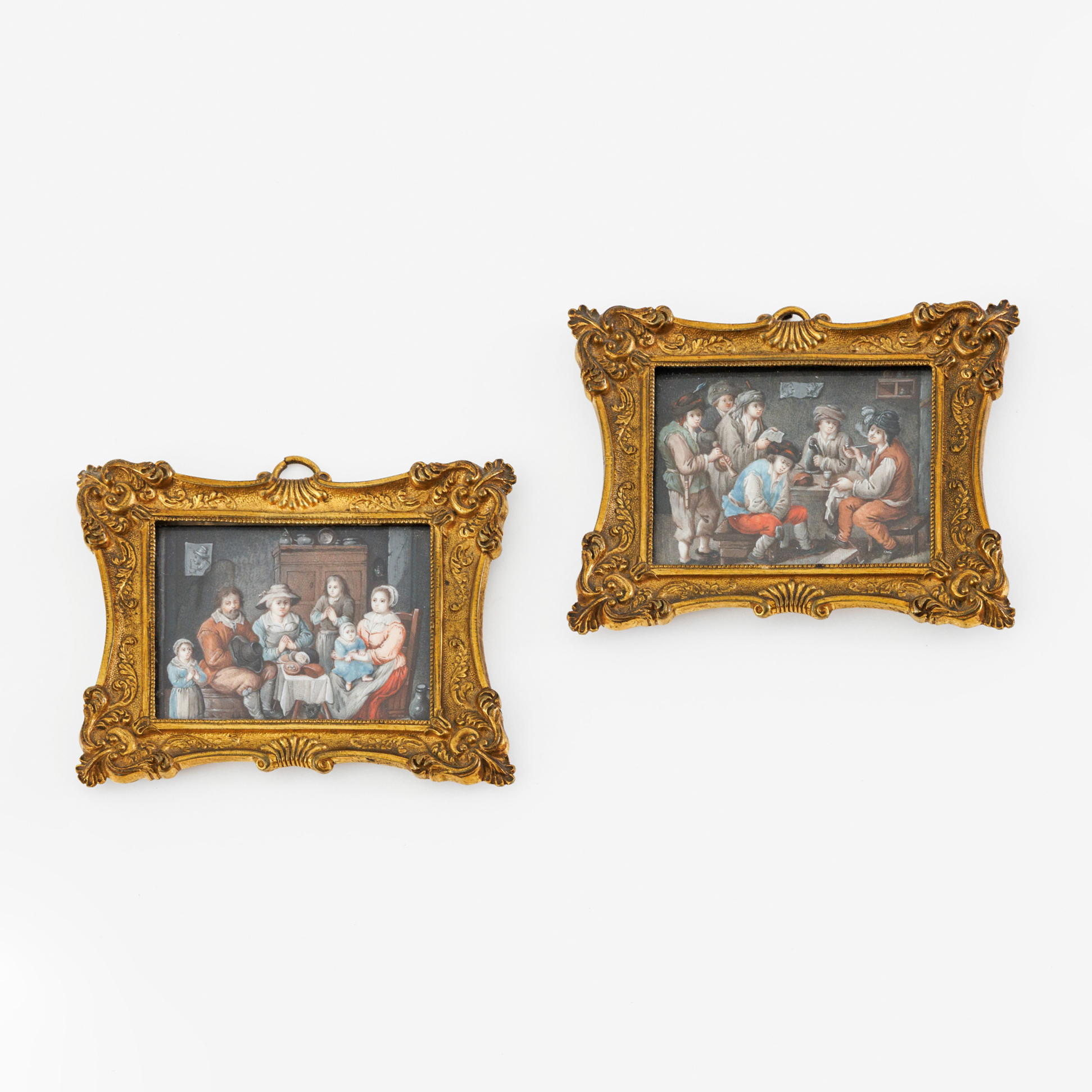 Pair of rectangular miniatures set in bronze frames – kavel bij Bernaerts, Antwerp