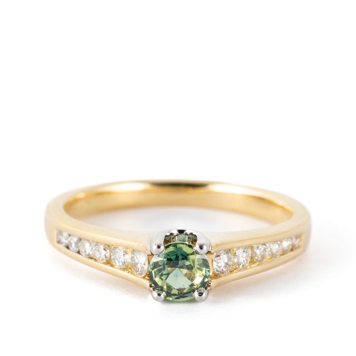 0.46 Carat Green Sapphire & Diamond 18ct Ring