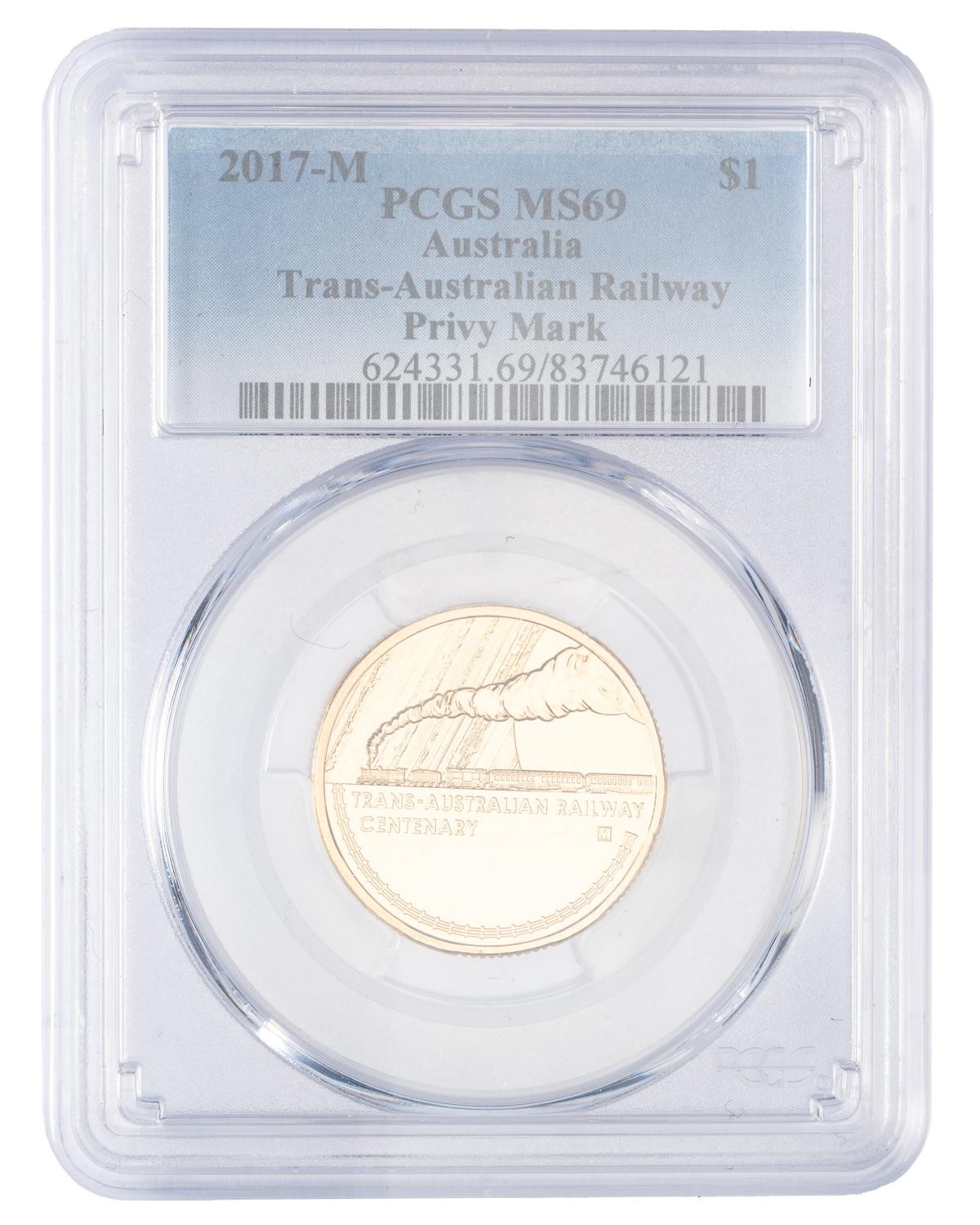 Elizabeth II, Trans-Australian Railway Privy Mark, One Dollar, 2017-M, PCGS MS69