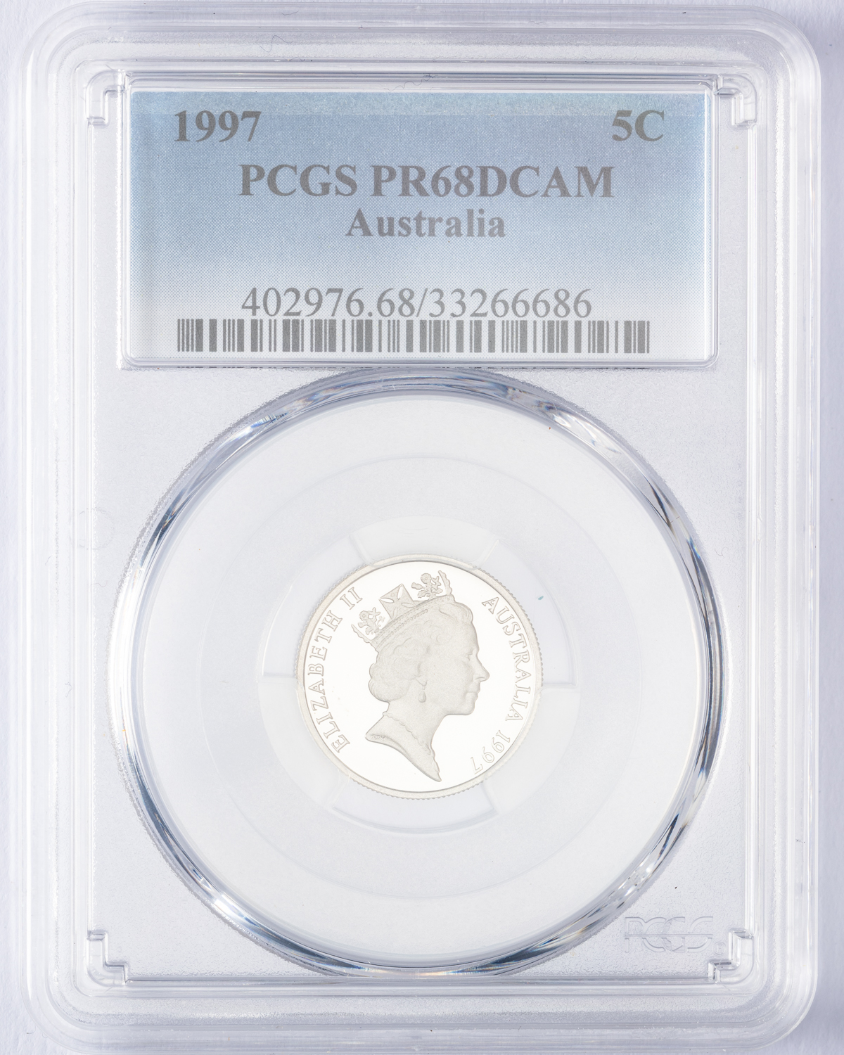 Elizabeth II, Five Cent, 1997, PCGS PR68DCAM