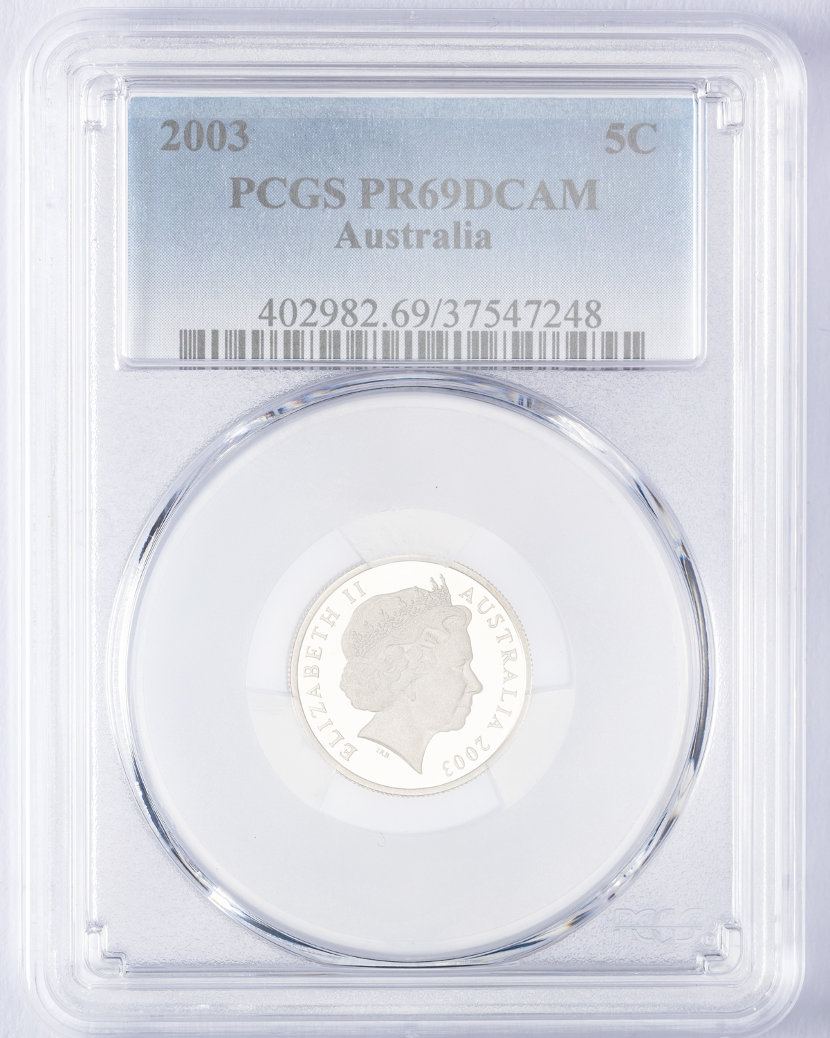 Elizabeth II, Five Cent, 2003, PCGS PR69DCAM