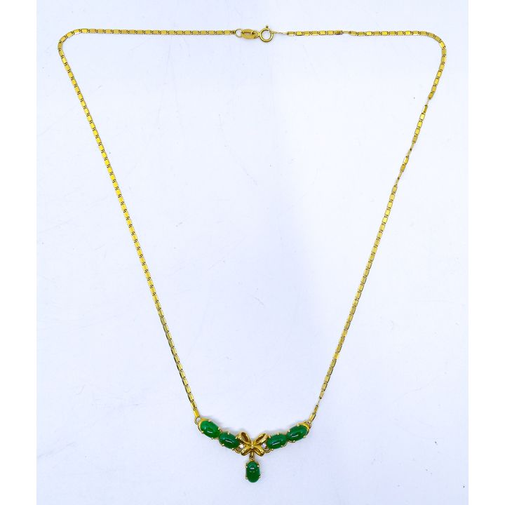 Chinese 18k Jadeite and Diamond Necklace 17''