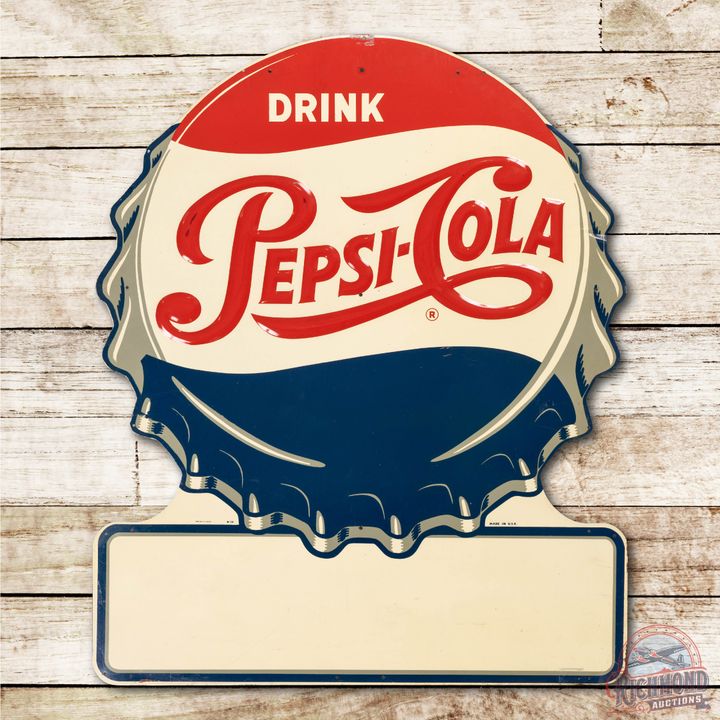 4' Drink Pepsi Cola Embossed Tin Sign & Privilege Panel