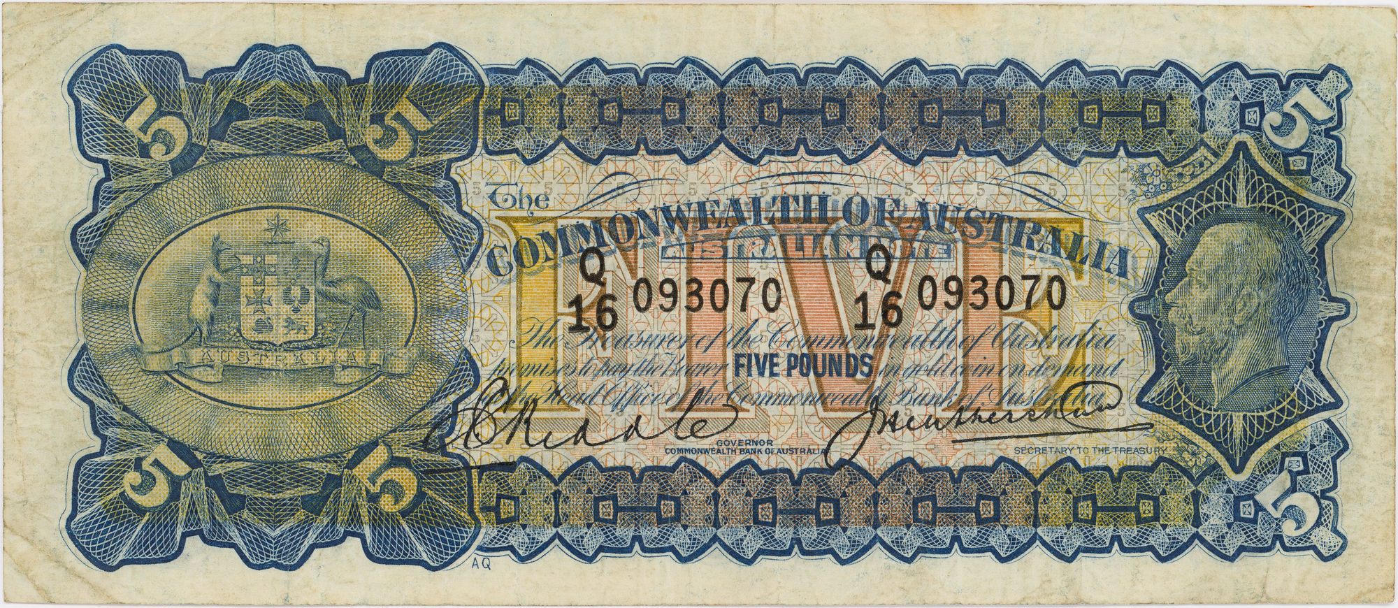 Riddle/Heathershaw, Five Pounds, 1927, Fine