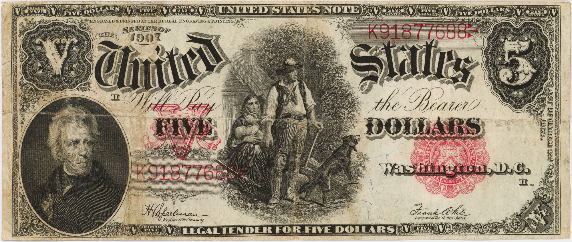 United States, Five Dollars, 1907, Fine
