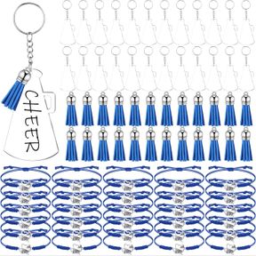 SUREIO 48 PCS CHEERLEADER GIFTS FOR GIRLS 24 CHEER BRACELETS GIRLS 24 CHEER KEYCHAIN FOR CHEER TEAM BACKPACK PURSE PARTY FAVORS CH