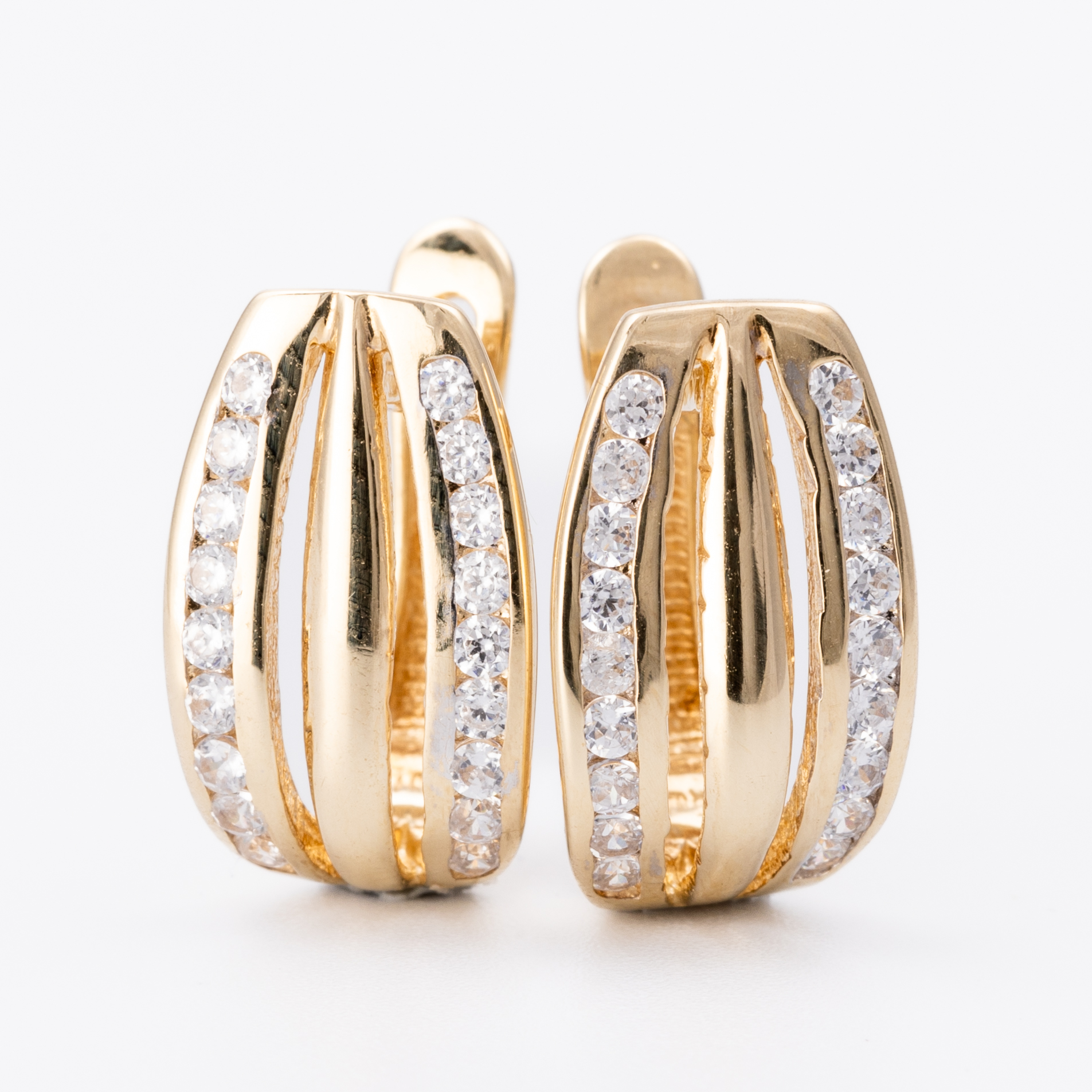 White Stone Huggie Earrings 9ct Gold